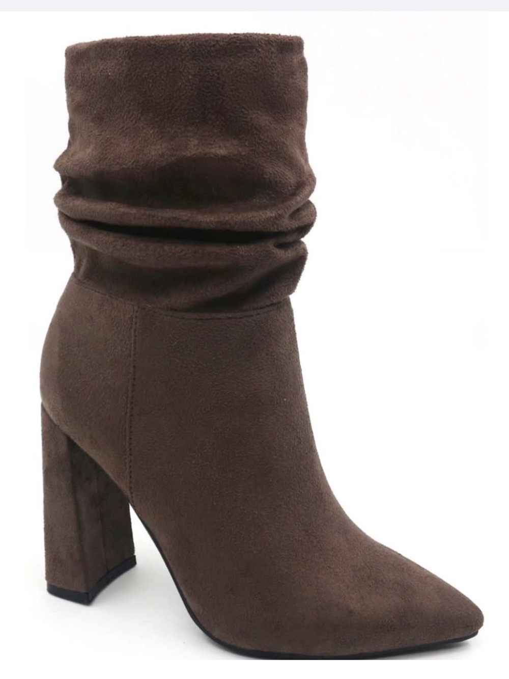 Slouchy Pointed-Toe Bootie in Brown